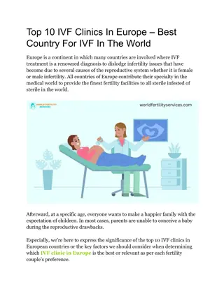 Top 10 IVF Clinics In Europe – Best Country For IVF In The World