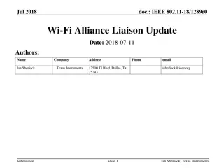 Wi-Fi Alliance Updates and Future Directions