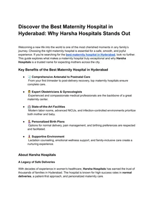 Discover the Best Maternity Hospital in Hyderabad_ Why Harsha Hospitals Stands Out