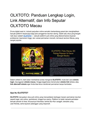 OLXTOTO_ Panduan Lengkap Login, Link Alternatif, dan Info Seputar OLXTOTO Macau