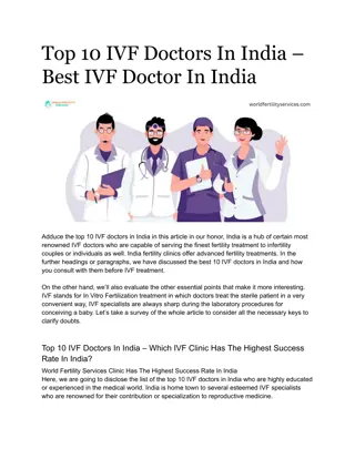 Top 10 IVF Doctors in India |  World Fertility Services