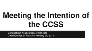 Meeting the Intention of the CCSS in Education