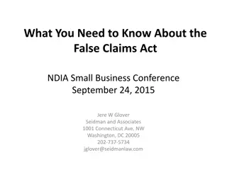 False Claims Act Overview at NDIA Small Business Conference