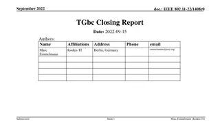 IEEE 802.11-22/1408r0 TGbc Closing Report