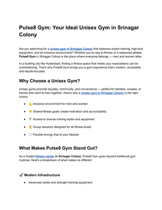 Pulse8 Gym_ Your Ideal Unisex Gym in Srinagar Colony