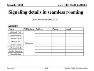 Details of IEEE 802.11 Seamless Roaming Signaling