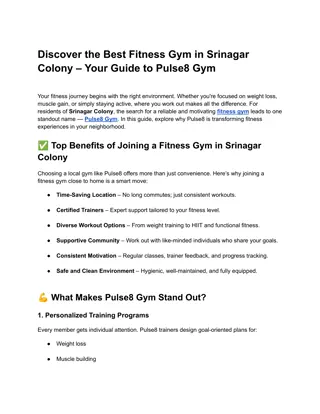 Discover the Best Fitness Gym in Srinagar Colony – Your Guide to Pulse8 Gym