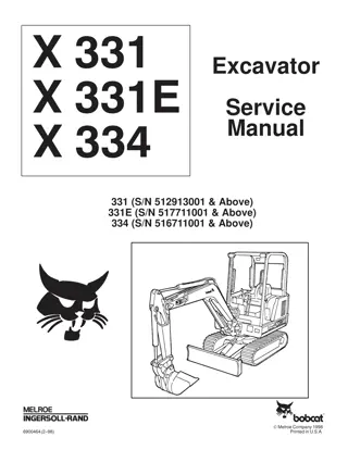 BOBCAT 334 COMPACT EXCAVATOR Service Repair Manual Instant Download (SN 516711001 & Above)