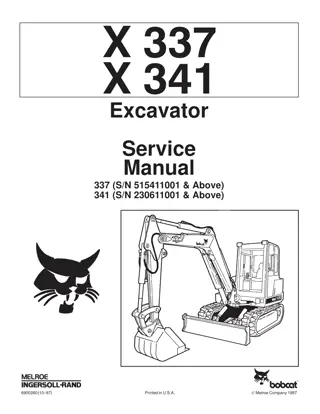 BOBCAT 337 COMPACT EXCAVATOR Service Repair Manual Instant Download (SN 515411001 & Above)