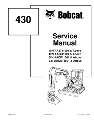 BOBCAT 430 COMPACT EXCAVATOR Service Repair Manual Instant Download (SN AACG11001 & Above)