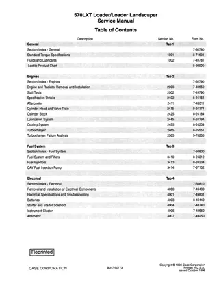 CASE 570LXT Loader Landscaper Service Repair Manual Instant Download