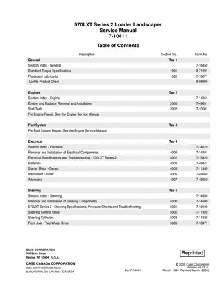 CASE 570LXT Series 2 Loader Landscaper Service Repair Manual Instant Download
