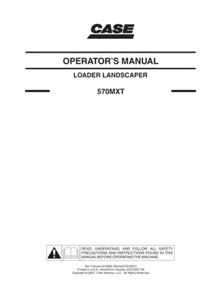 CASE 570MXT Loader Landscaper Operator Manual Instant Download