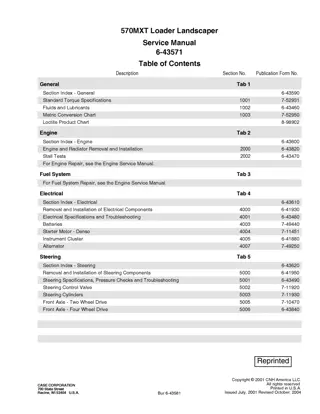 CASE 570MXT Loader Landscaper Service Repair Manual Instant Download