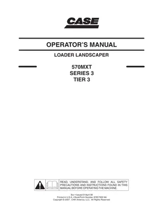 CASE 570MXT Series 3 Loader Landscaper Operator Manual Instant Download