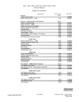 CASE 1822 Cotton Picker Service Repair Manual Instant Download