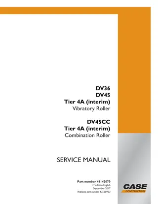 CASE DV36 Tier 4A (interim) Vibratory Roller Service Repair Manual Instant Download