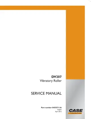 CASE DV207 Vibratory Roller Service Repair Manual Instant Download 1