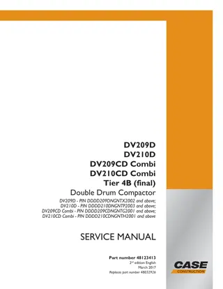 CASE DV209D Combi Tier 4B (final) Double Drum Compactor Service Repair Manual Instant Download