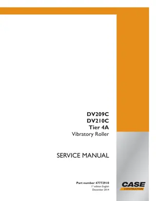 CASE DV210C Tier 4A Vibratory Roller Service Repair Manual Instant Download