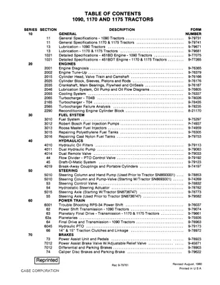 CASE IH 1090 Tractor Service Repair Manual Instant Download
