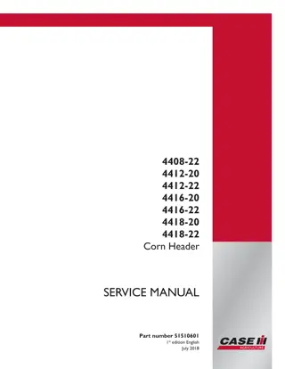 CASE IH 4416-20 Corn Header Service Repair Manual Instant Download