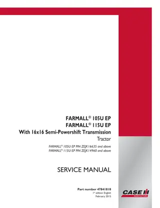 CASE IH FARMALL 105U EP With 16x16 Semi-Powershift Transmission Tractor Service Repair Manual Instant Download ( PIN ZEJK16635 and above)
