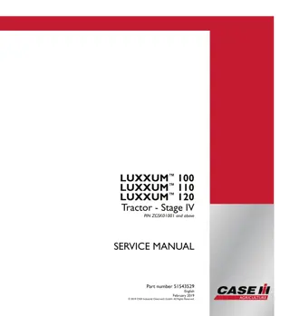 CASE IH LUXXUM 120 Stage IV Tractor Service Repair Manual Instant Download (PIN ZGSK01001 and above)