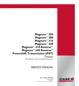 CASE IH Magnum™ 250 PST TIER 4B Tractor Service Repair Manual Instant Download [ZGRF05001 - ]