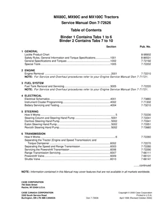 CASE IH MX80C Tractor Service Repair Manual Instant Download