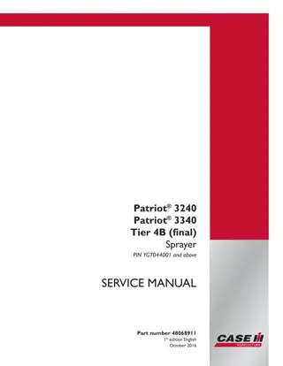 CASE IH Patriot 3340 Tier 4B (final) Sprayer Service Repair Manual Instant Download (PIN YGT044001 and above)