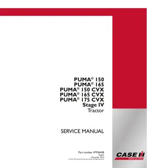 CASE IH PUMA 150 CVX Stage IV Tractor Service Repair Manual Instant Download
