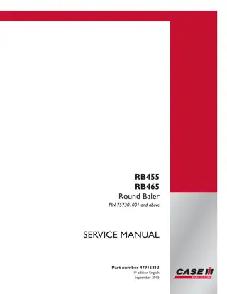CASE IH RB455 Round Baler Service Repair Manual Instant Download (PIN 757301001 and above)