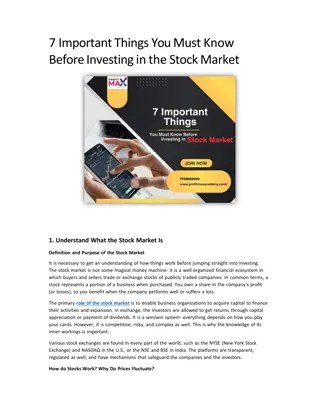 7 Important Things You Must Know Before Investing in the Stock Market