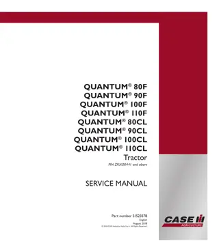 CASE QUANTUM 80CL Tractor Service Repair Manual Instant Download (PIN ZFLK00441 and above)