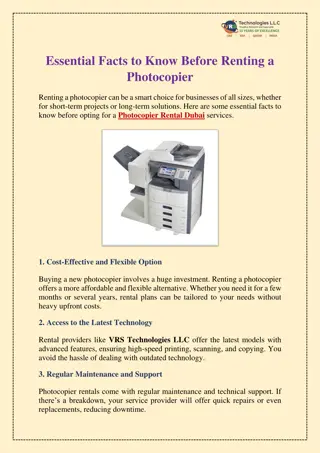 Essential Facts to Know Before Renting a Photocopier