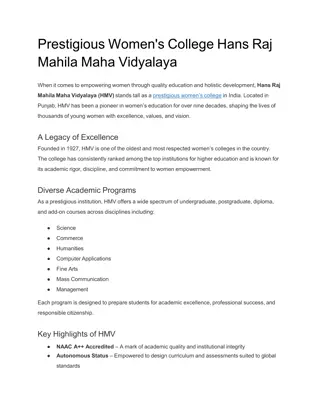 Prestigious Women's College Hans Raj Mahila Maha Vidyalaya