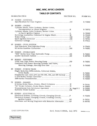 CASE W10C Wheel Loader Service Repair Manual Instant Download