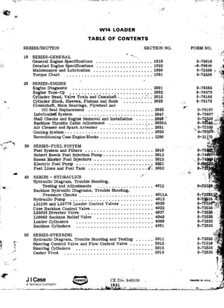 Case W14 Wheel Loader Service Repair Manual Instant Download