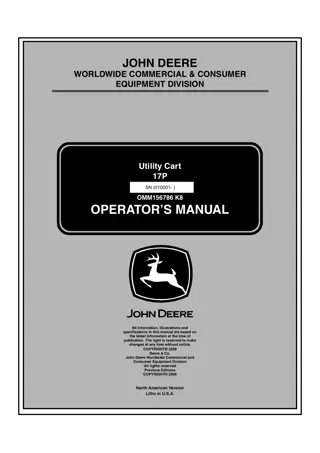 John Deere 17P Utility Cart Operator’s Manual Instant Download (PIN010001-) (Publication No.OMM156786)