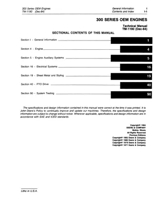 John Deere 300 Series OEM Engine Service Repair Manual Instant Download 1