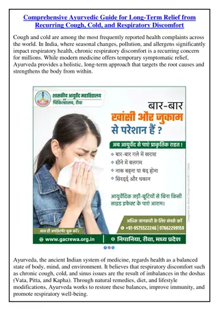 Comprehensive Ayurvedic Guide for Long-Term Relief from Recurring Cough.