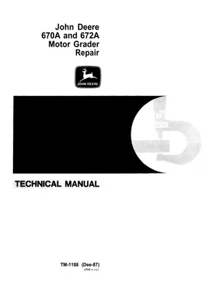 John Deere 670A Motor Grader Service Repair Manual Instant Download