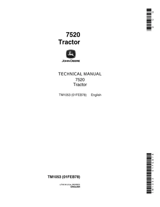 JOHN DEERE 7520 TRACTOR Service Repair Manual Instant Download