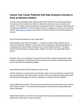 Unlock Your Career Potential with Data Analytics Courses in Pune at Advanto Infotech