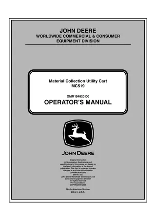 John Deere MC159 Material Collection Utility Cart Operator’s Manual Instant Download (Publication No.OMM154820)