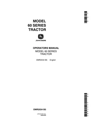 John Deere Model 60 Series Tractors Operator’s Manual Instant Download (Publication No.OMR2034)