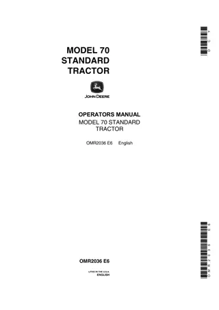 John Deere Model 70 Standard Tractors Operator’s Manual Instant Download (Publication No.OMR2036)