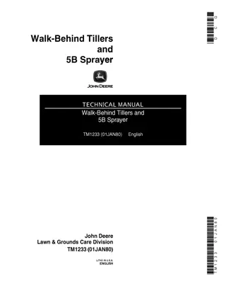 John Deere Walk-Behind Tillers and 5B Sprayer Service Repair Manual Instant Download (tm1233)