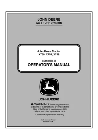 John Deere X750 Tractor Operator’s Manual Instant Download (PIN010001-) (Publication No.OMM166906)